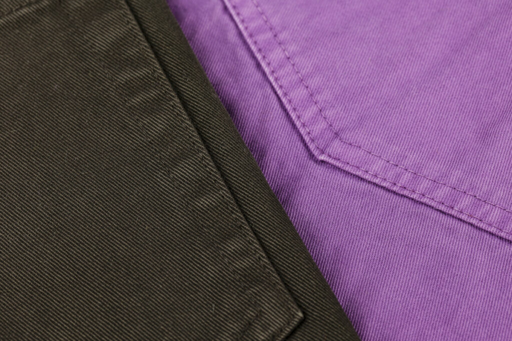 Tessuto per abbigliamento in cotone, cotone ed elastomero, peso pantalone
